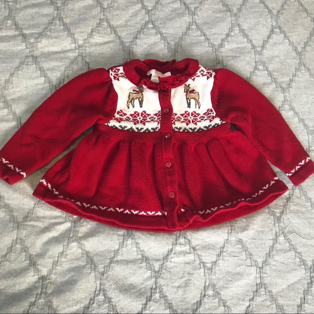 Janie & Jack knit reindeer Christmas sweater
